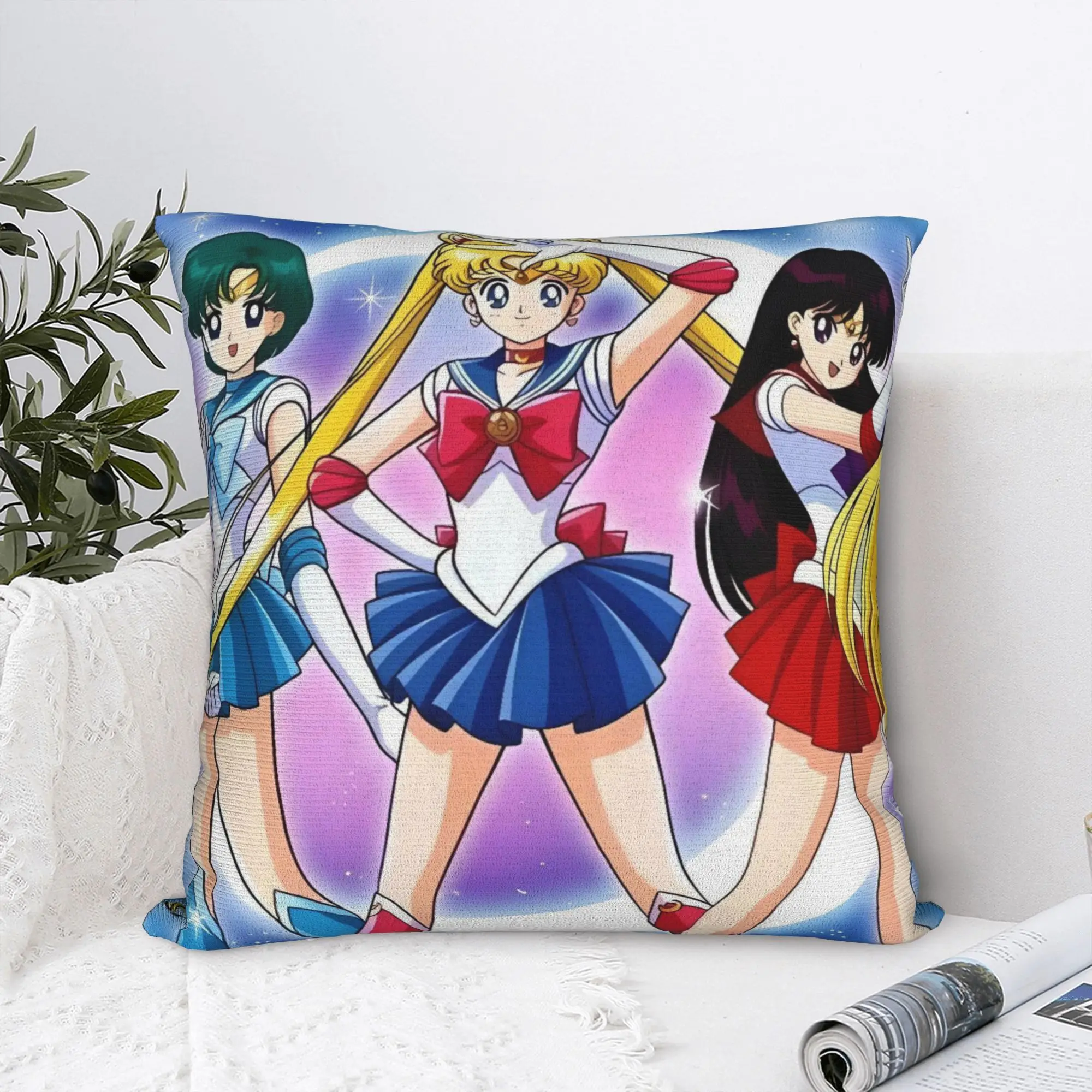 Sailor Moon Pillow Cover  Square Cushion Cover Cute Funny Pillow Case For Wedding Party Home Decor