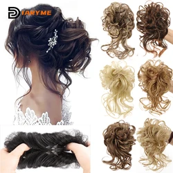 Lastik bant saç parçaları ile sentetik dağınık kıvırcık Chignon elastik halat Scrunchie sahte saç parçaları dağınık topuz at kuyruğu uzar