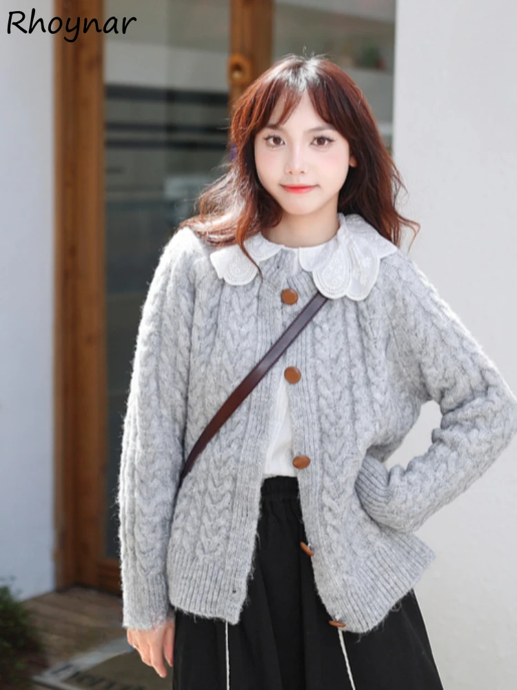 

Cardigans Women Loose Lazy Style Sweet Korean Version Autumn Winter Knitted Sweaters Fashion Minimalist Stylish Aesthetic Tops