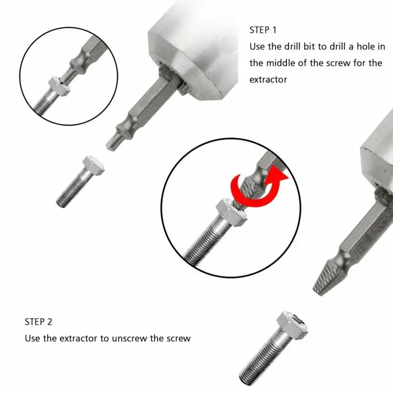 双頭ドリルツール,損傷したネジ抽出器,壊れたボルト,高速度鋼部品,6個