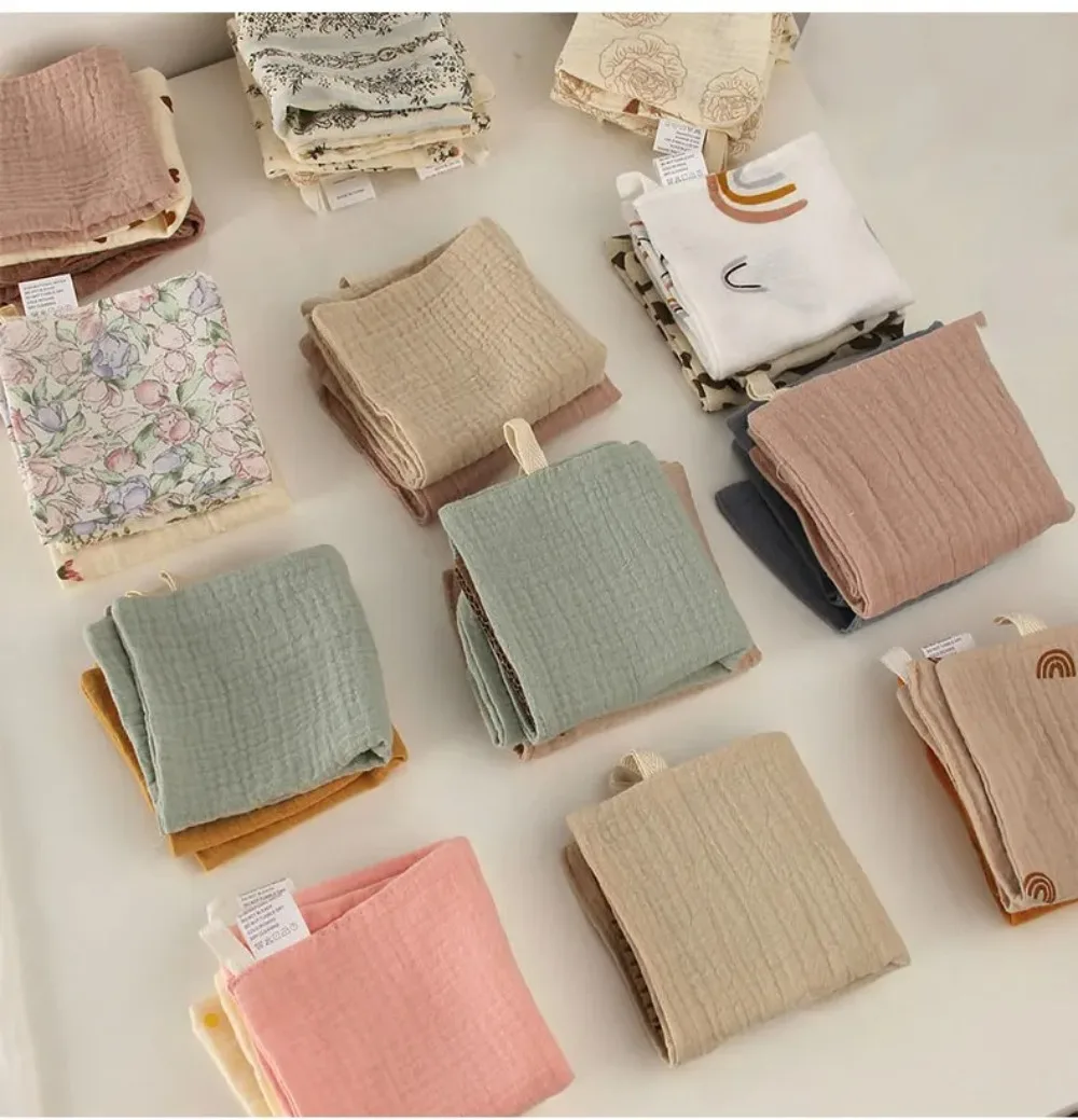 3/5Pcs 2025 6-Layer Pure Cotton Baby Cotton Washcloth Absorbent Gauze Cotton Newborn Burp Cloth Soft Baby Towels Square Towels