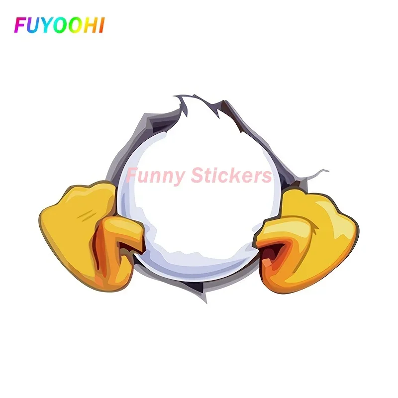 ملصقات السيارات الفينيل FUYOOHI تضيف بعض متعةًا في رحلتك مع ملصق سيارة عاكس لمؤخرة البط الكرتونية!