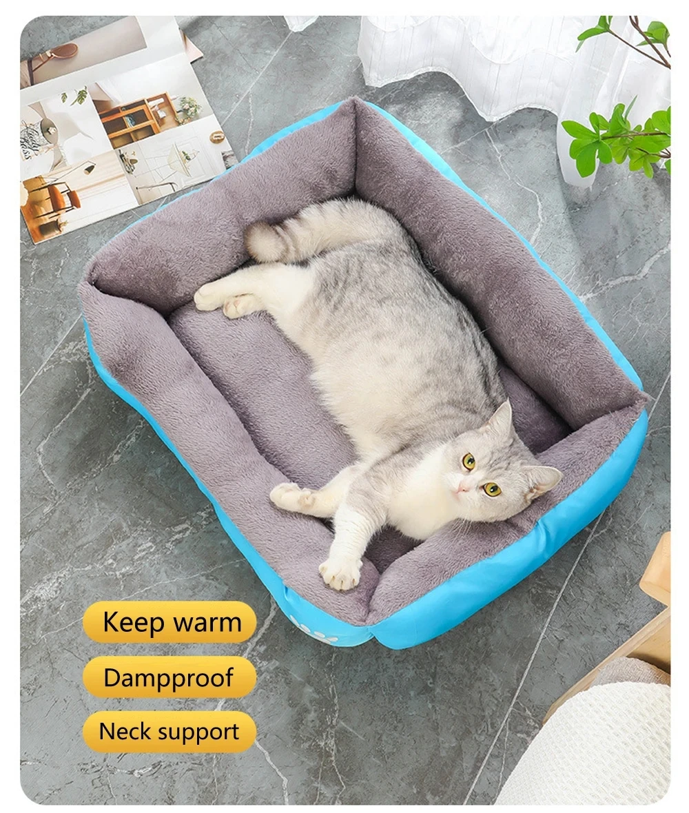 Pet Cat And Dog Bed Large In Scale Small In Color Warm And Comfortable Soft Cotton Bed Waterproof Universal Cat And Dog Sofa Bed