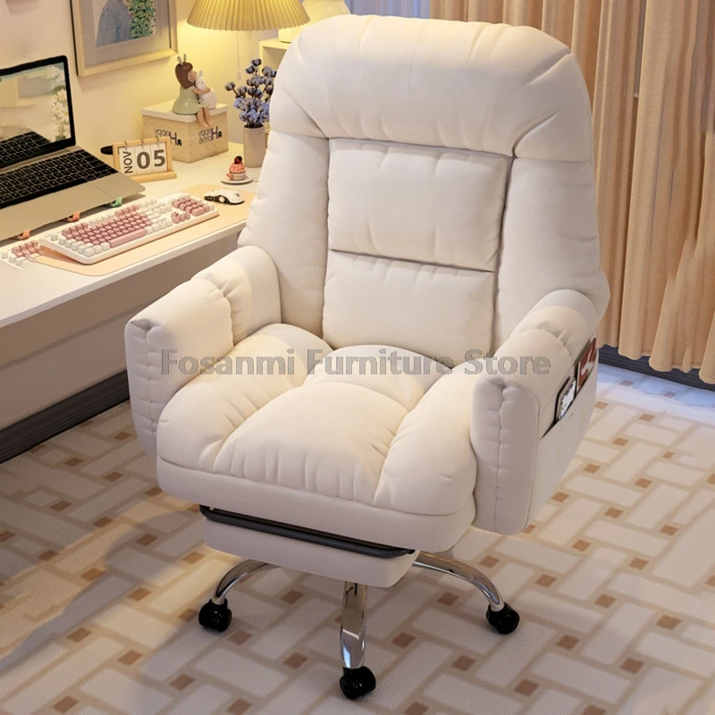 كرسي كمبيوتر مريح من القماش التكنولوجي مع مسند للذراعين قابل للتعديل للمنزل الناعم كرسي مكتب مريح واسع دوار #3