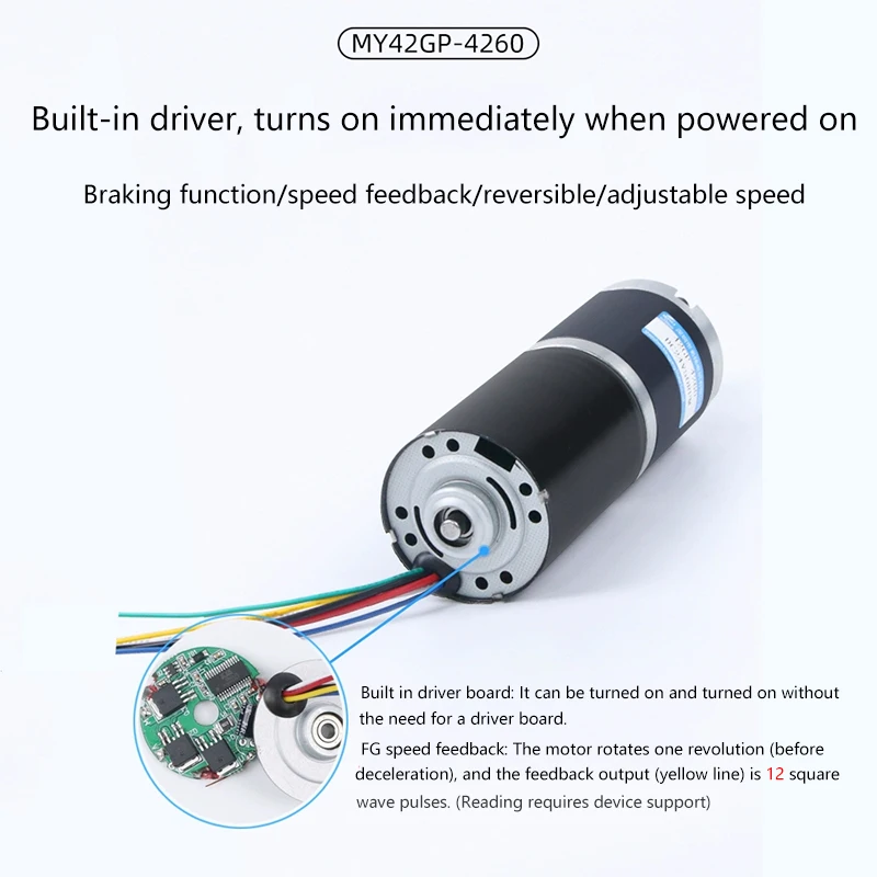 155kgf.cm 7-1351rpm brushless DC reduction motor 12v24v adjustable planetary gear 42GP-4260 high torque micro motor