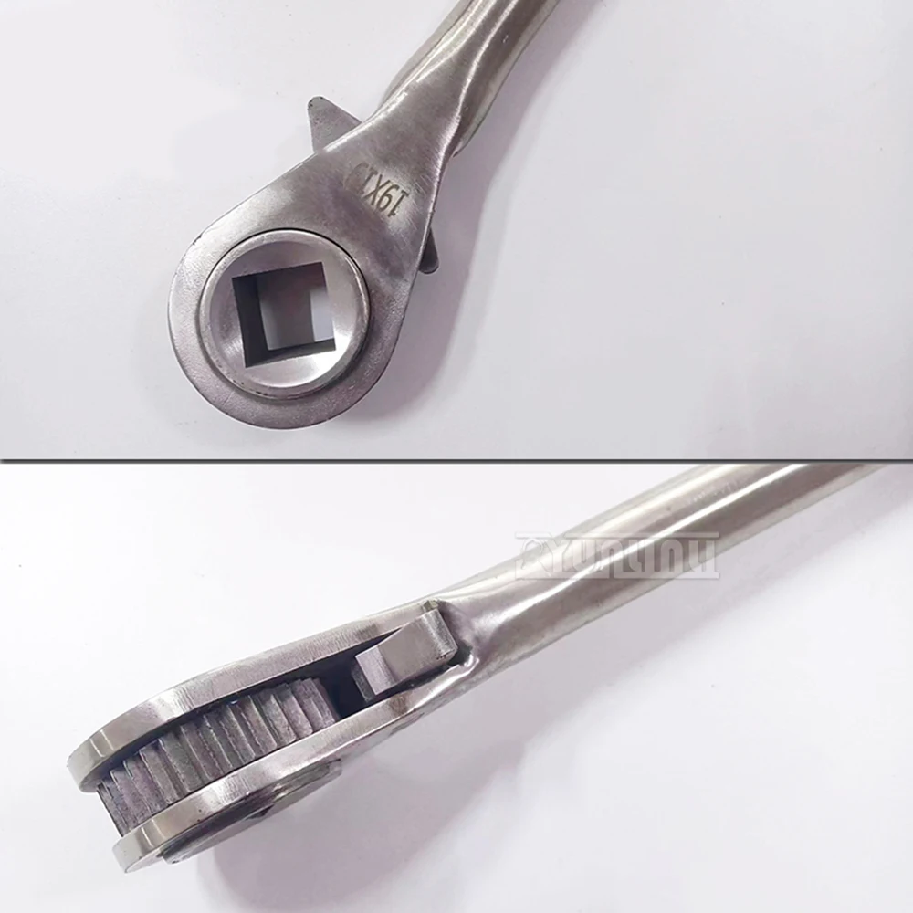 13-27mmstainless Steel Quick Two-Way Square Ratchet Handel Wrench Non-slip Spanner Car Repair Tool