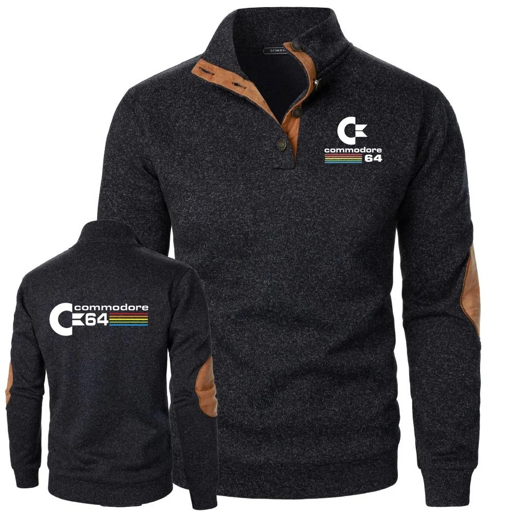 Commodore 64 sudadera para ir al trabajo en la oficina chaqueta para hombre C64 Amiga ordenador cálido jersey de lana ropa deportiva HipHop suéter de cuello alto