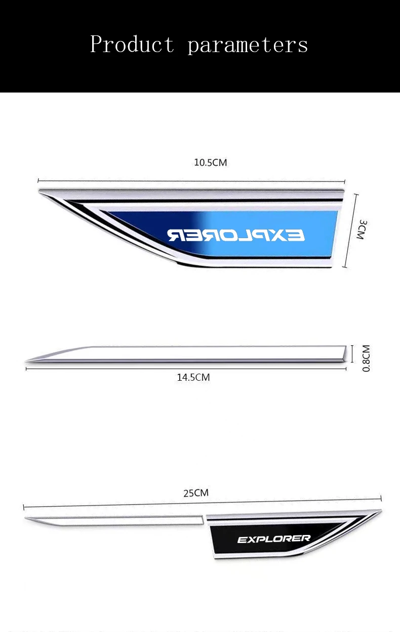 2 szt./zestaw naklejek ze stali nierdzewnej błotnik samochodu z naklejkami z logo samochodu na zewnątrz ozdoba na akcesoria Ford Explorer