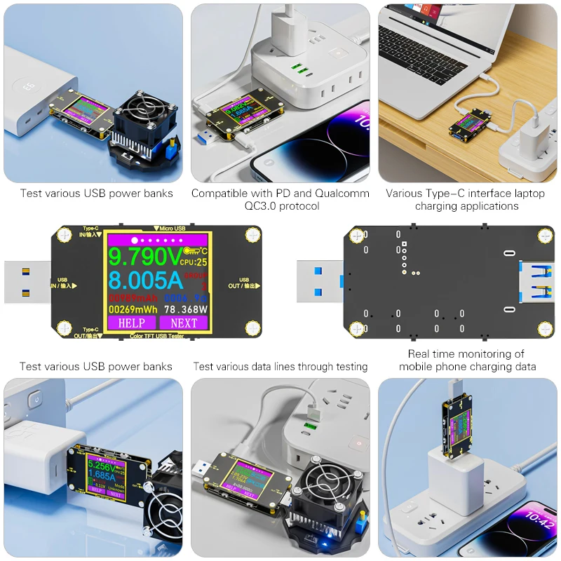 A3 8A USB Tester Type-C Current Voltage Monitor Fast Charging PD Battery Power Bank Capacity DC 32V Ampere Meter