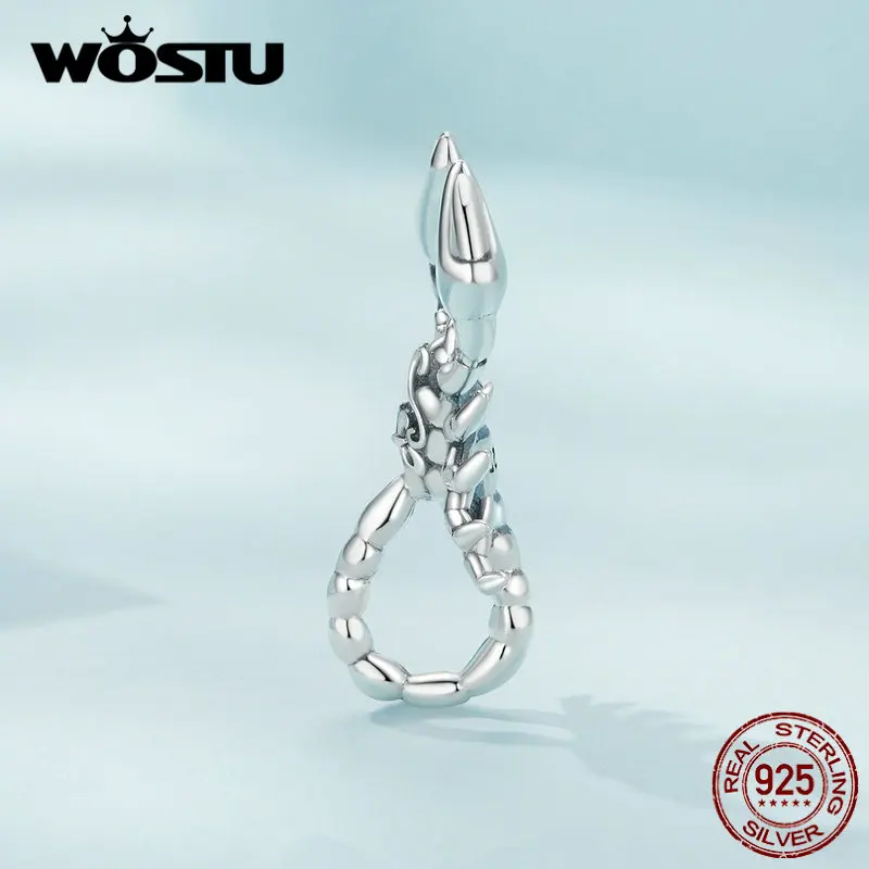 WOSTU 925 Sterling Silver Mystery Scorpion Charm Oxidized Silver Elephant God Retro Pattern Pendant Fit Original Bracelet Bangle