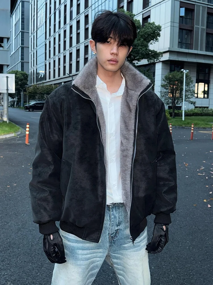 

Thiened Heavyweight American Sle Хлопковая куртка для мужчин с воротником-стойкой из искусственной кожи Зимняя теплая молодежная верхняя одежда Faion