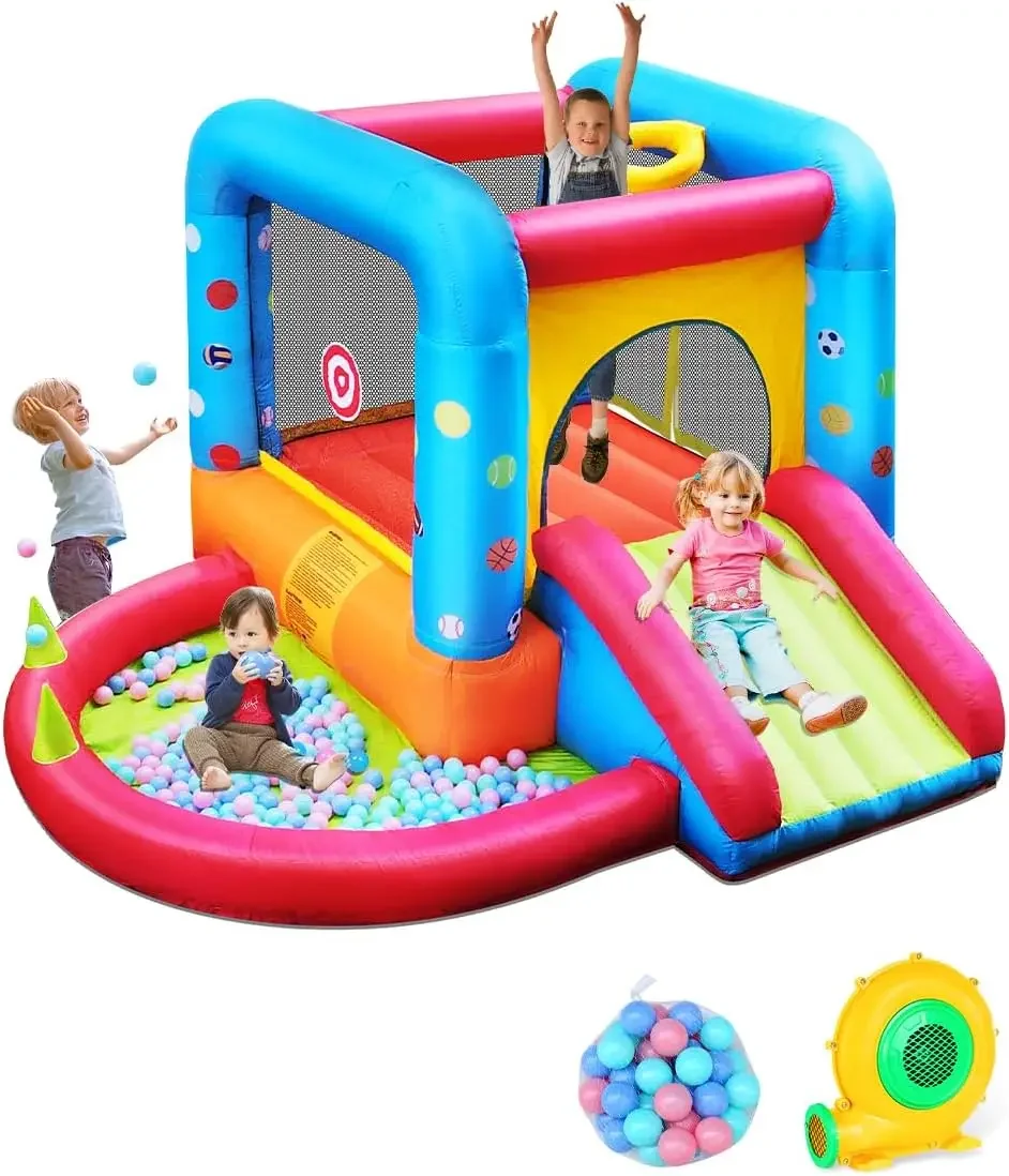 Step4Fun Inflatable Bounce House, Kids Castle Slide Bouncer for Children Jumping Outdoor and Indoor Party, Baby Backyard Water J