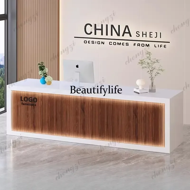 Simple Modern Reception Desk for Hotel Display Welcome Aesthetic Beauty Executive Commercial Furniture Escritorio