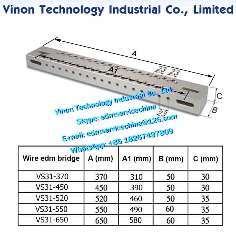 VS31 Wire EDM Bridge L=450x390x50x30mm, Stainless High Precision Wire-cut Ruler Beam 450mm edm jig tools bridge for wire-cut edm