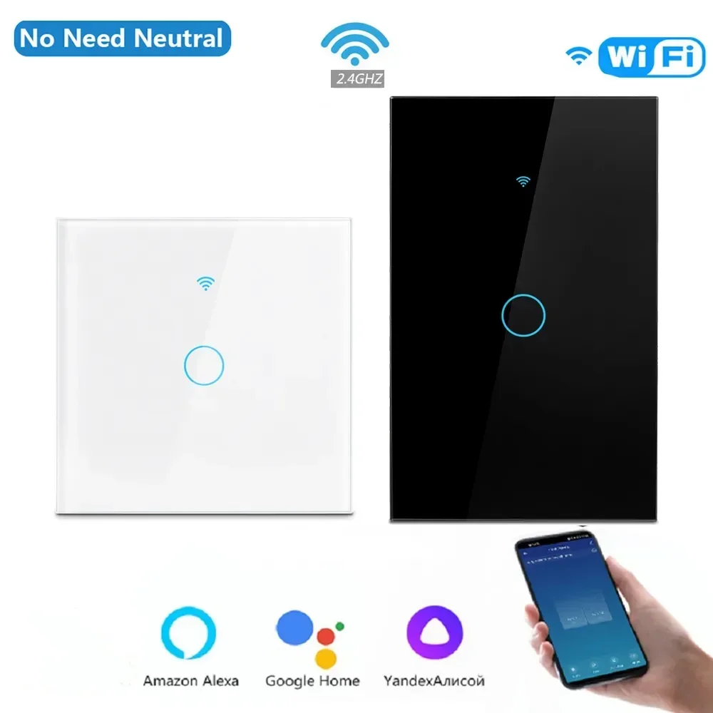 AXUS WiFi Ewelink APP Light Wall Switches Touch Smart Wireless Remote Control No Neutral Wire Install Support Alexa Google Home