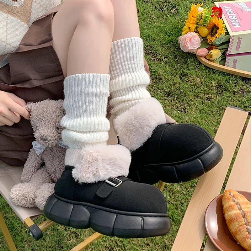 

2025 New Women Winter Fluffy Fur Warm Snow Boots Non-slip Thick Sole Platform Ankle Boots