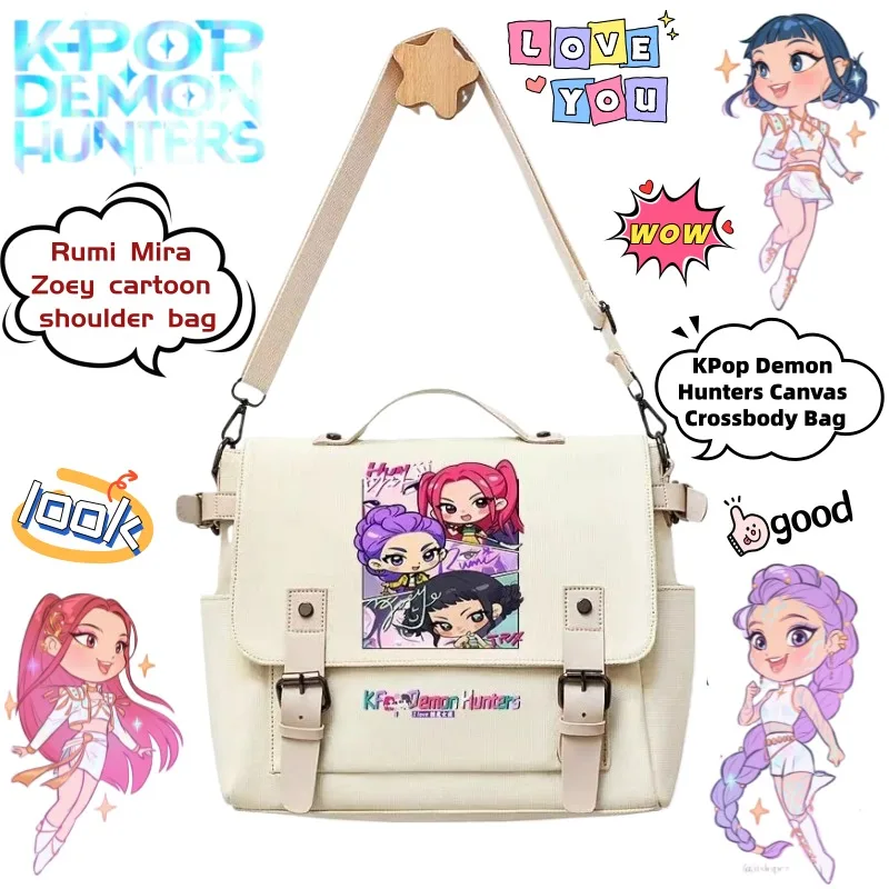 

KPop охотники на демонов Руми Мира Зои мультфильм второго размера сумка на плечо креативная анимация окружающая холщовая сумка через плечо подарок