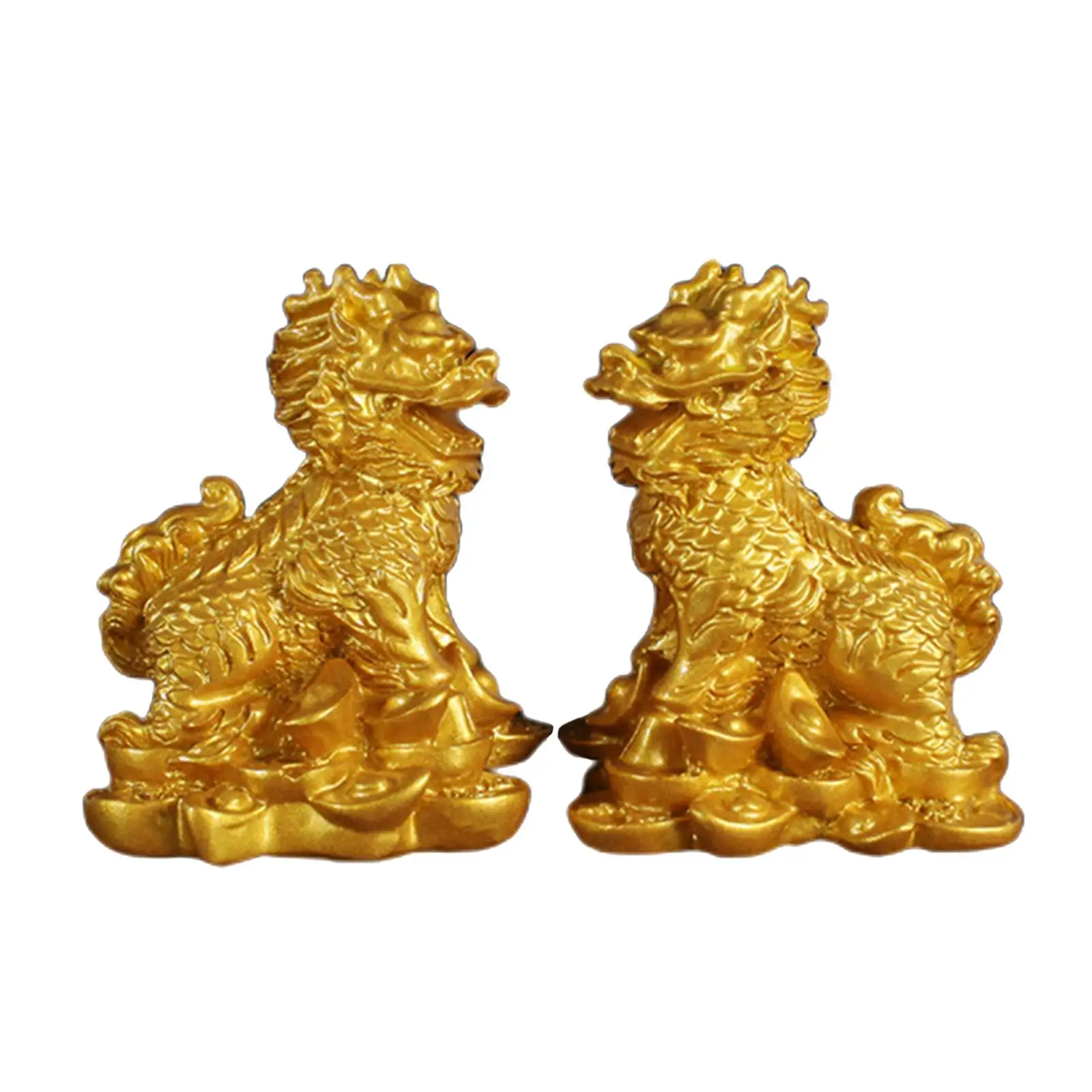 1 Pair Feng Shui Kylin Statue Decor, Chinese Chi Lin Figures for Living Room TV Shelf Home Desktop Outdoor Decoration Ornaments