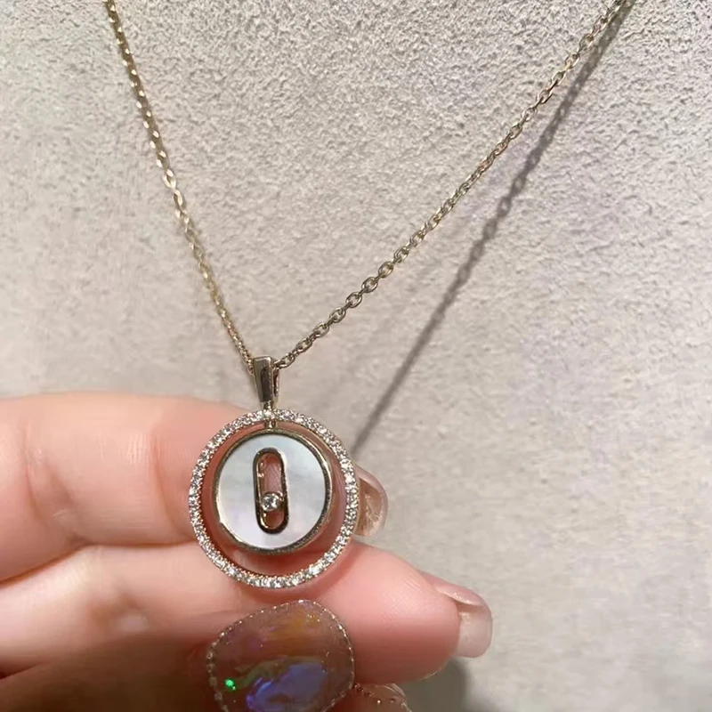 

2025 Hot Sale Women's Luxury Jewelry 925 Silver Classic White Mother of Pearl MOVE Sliding Necklace Party Valentine's Day Gift