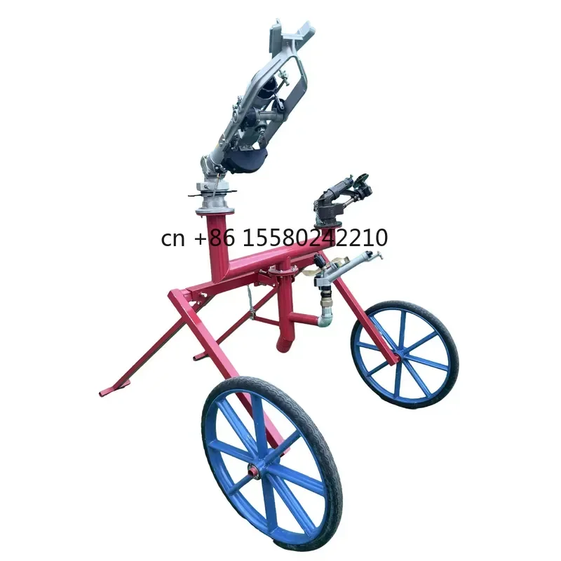 for Agricultural Wheeled Sprinkler Trolley with Adjustable Angle 3 Rain Guns Metal Body for Field Orchard Pasture Irrigation