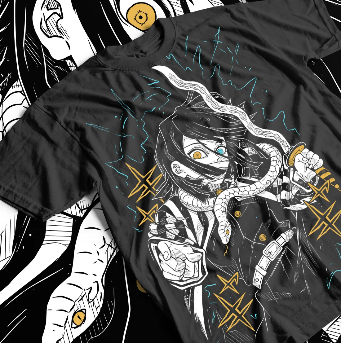 Anime Nezuko Tanjiro Shirt All Sizes, Obanai Iguro T-Shirt Kimetsu No Yaiba