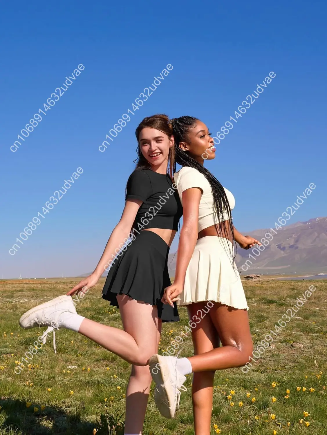 Women Mini Skirts 2 in 1 Flowy Basic Versatile Stretchy Flared Casual A-line Skirt with Pockets