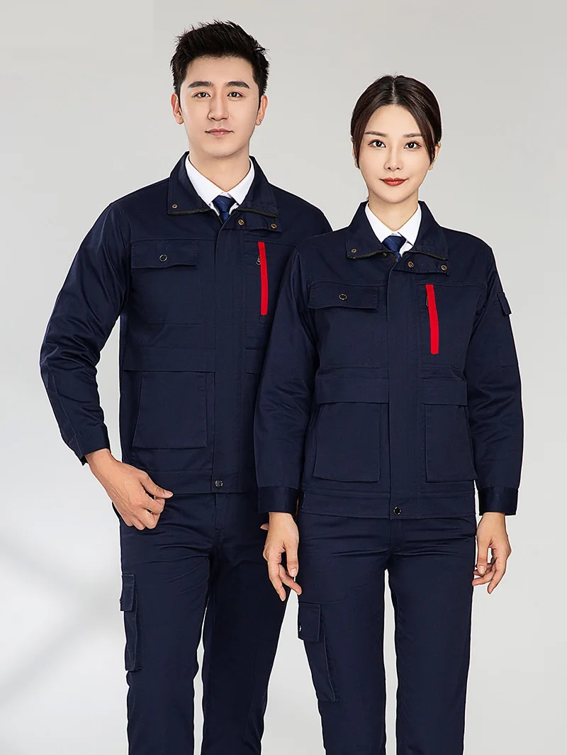 Set di abbigliamento da lavoro primaverile per uomo donna multi tasca resistente all'usura meccanico industriale riparatore Big pocket uniforme da lavoro auto