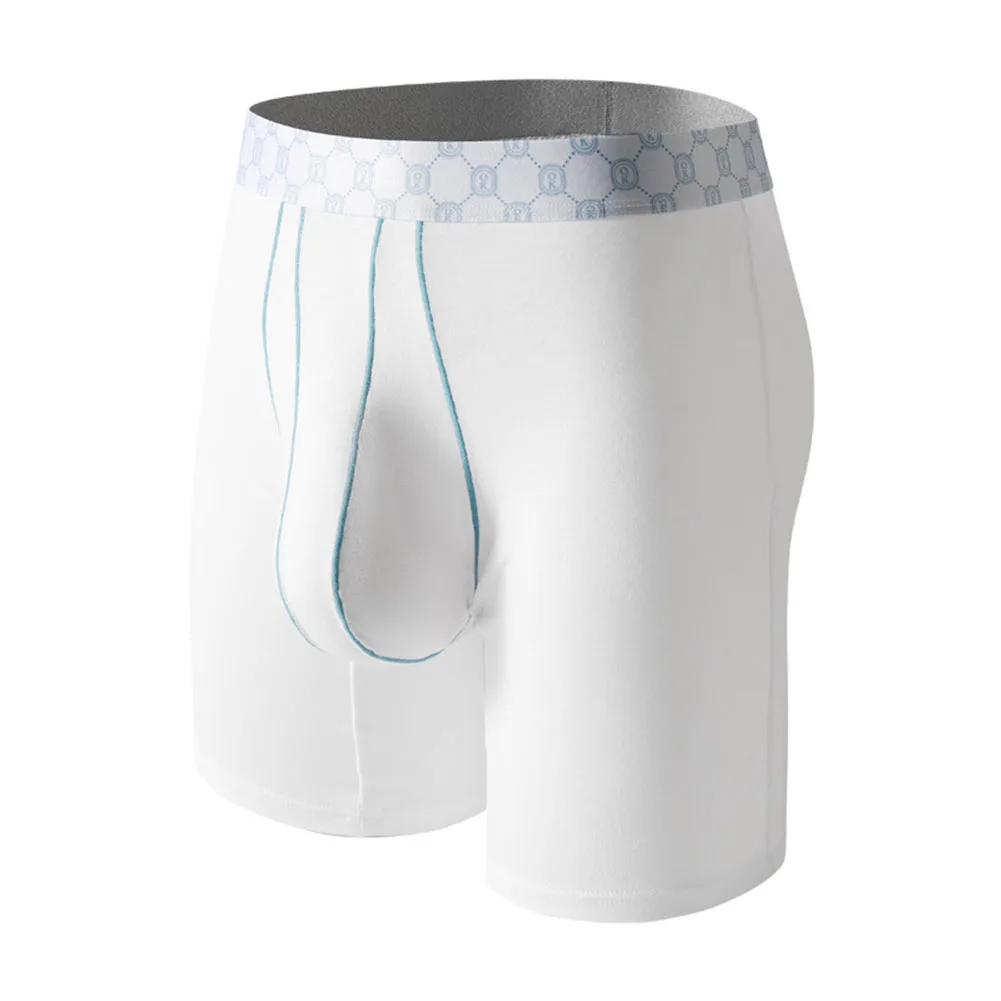 شورت بوكسر متوسط الارتفاع للرجال مع مقاس طويل الساق وحقيبة منتفخة لدعم محسّن ومواد رياضية سريعة الجفاف