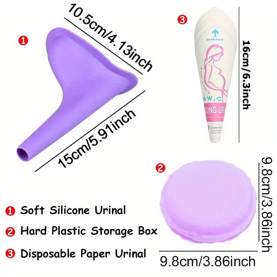 Portable Foldable Silicone Women Urinal with Storage Box, Reusable Pee Funnel for Outdoor Emergency & Pregnant DDJ