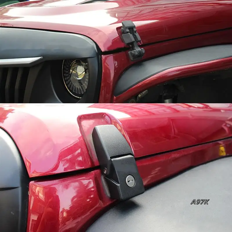 1Set Auto Motor Schloss Haube Latch Fang Abdeckung Mit Schlüssel Für Jeep Wrangler JK Unlimited 2007-2017