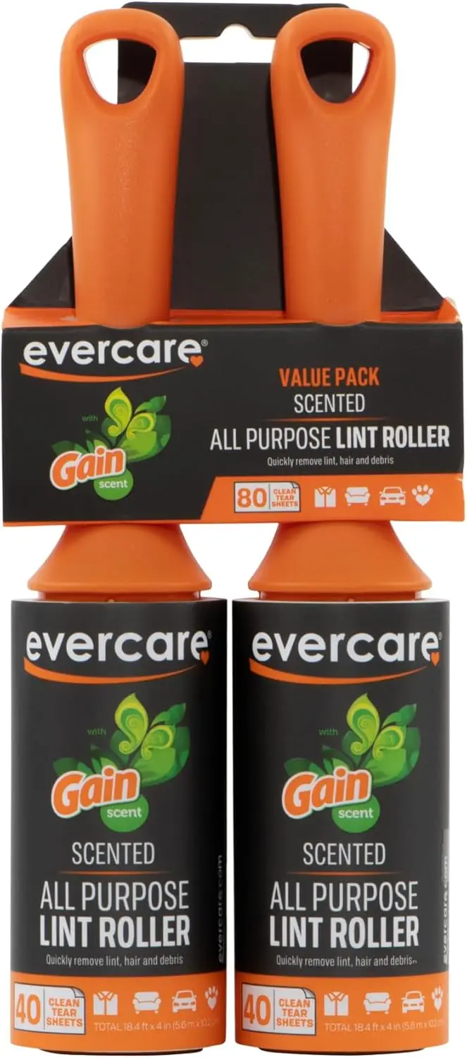 

Lint Roller, Scented 40 Sheets, Two-Pack, Orange