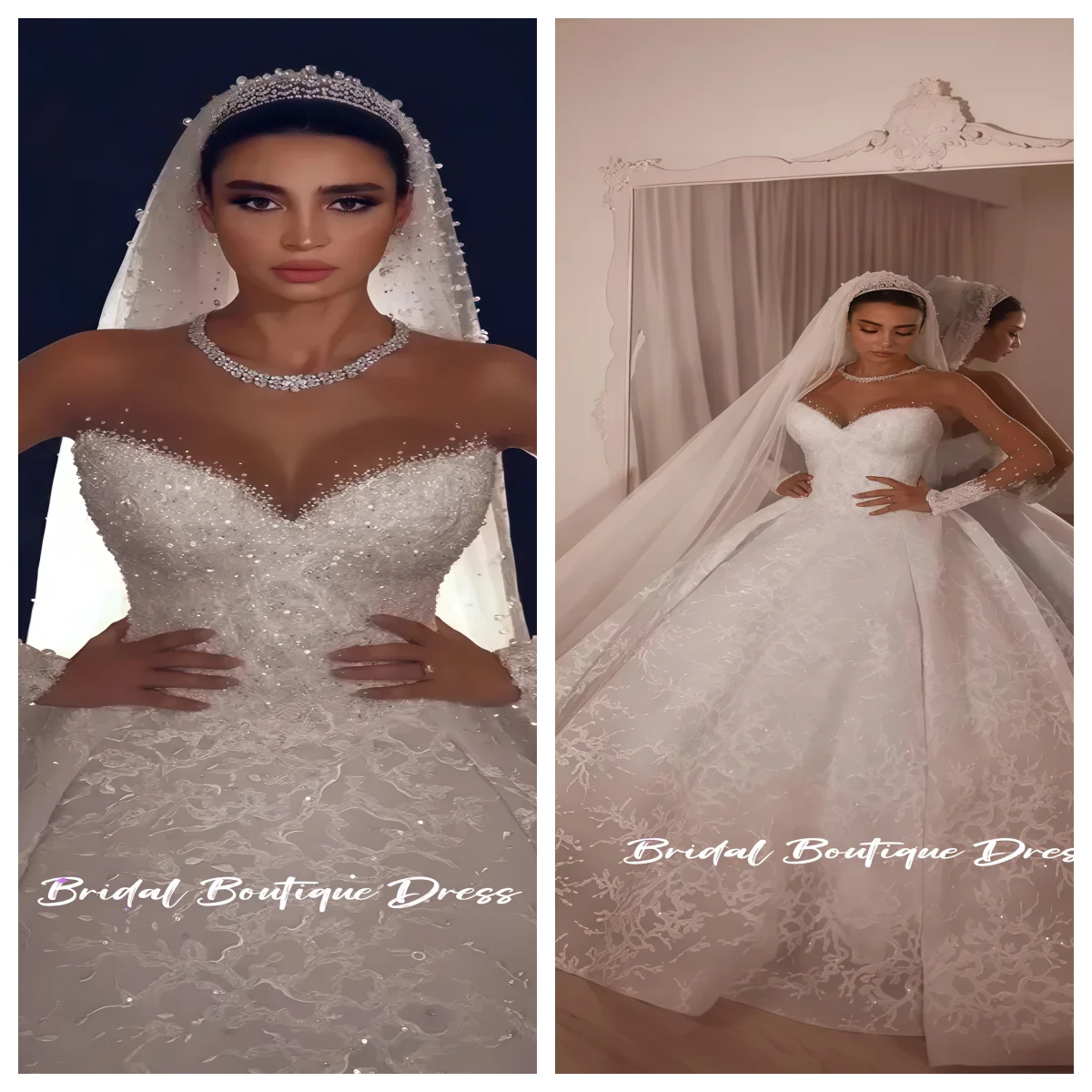 

Customzied Exquisite Arabic Wedding Dresses 2026 Long Sleeve Lace Shining Beaded Bridal Gowns Vestido De Novia