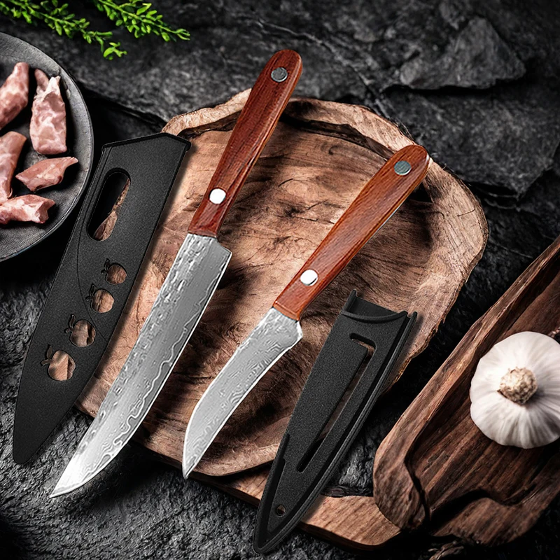 67 Layer Damascus Steel Kitchen Knives Meat Cleaver Chef Knife Steak Barbecue Cutting Boning Paring Cooking Utility Knife Tools