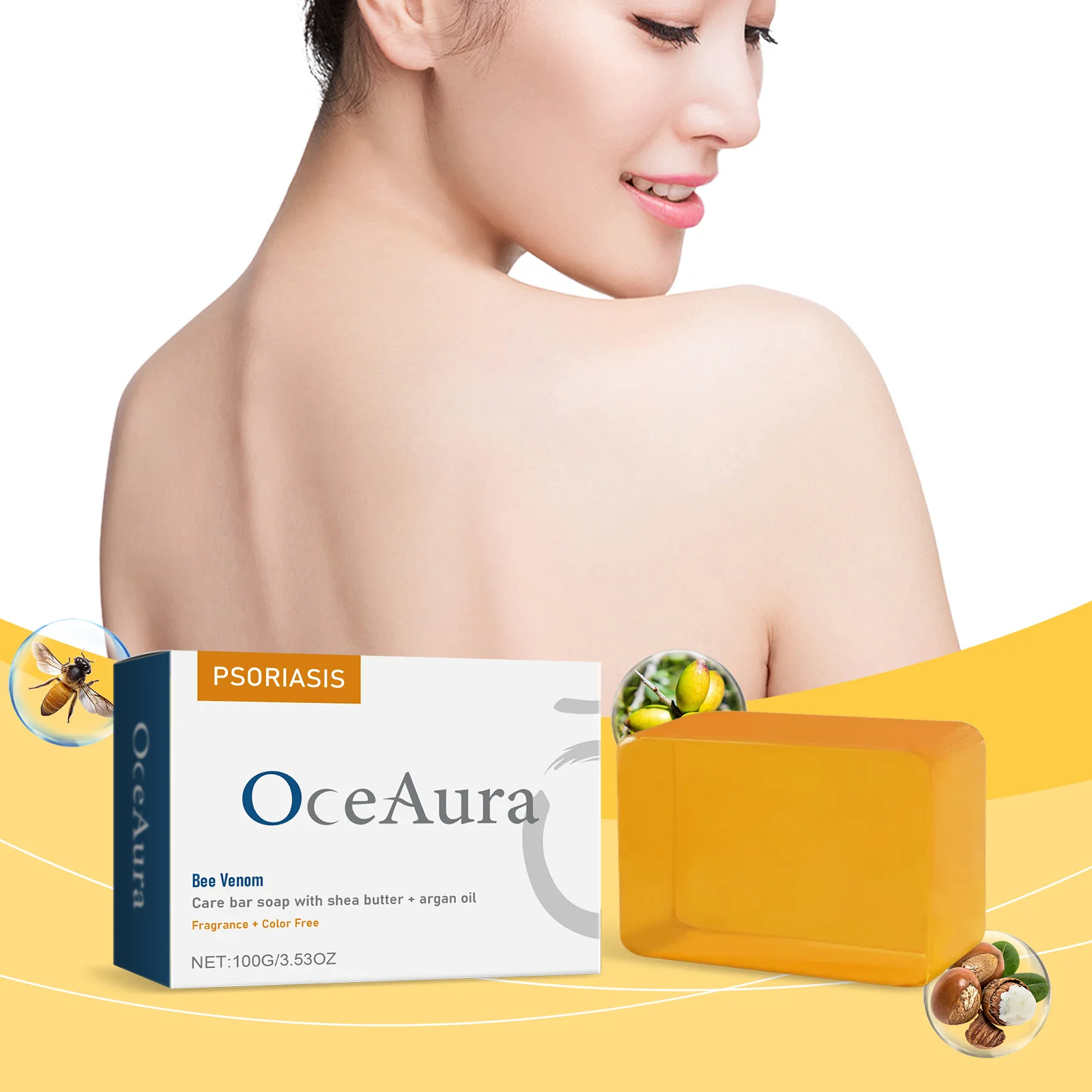 OceAura Bee Venom Skin Care Soap Daily Moisturizes Gently Care Body Skin Redness Cleansing Soap 2pcs
