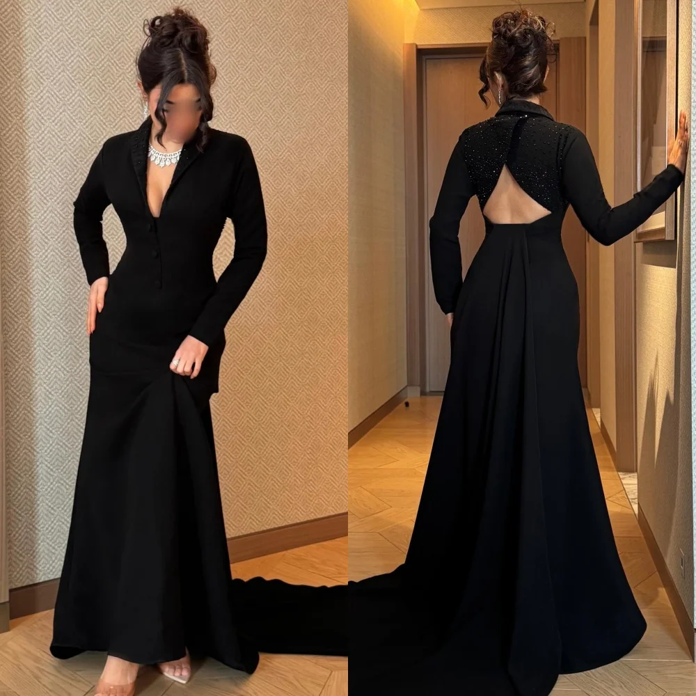 

Customized Classic Jersey Beading Draped A-line V-neck Long Dresses Bespoke Occasion Dresses Fashion Sizes Available Exquisite
