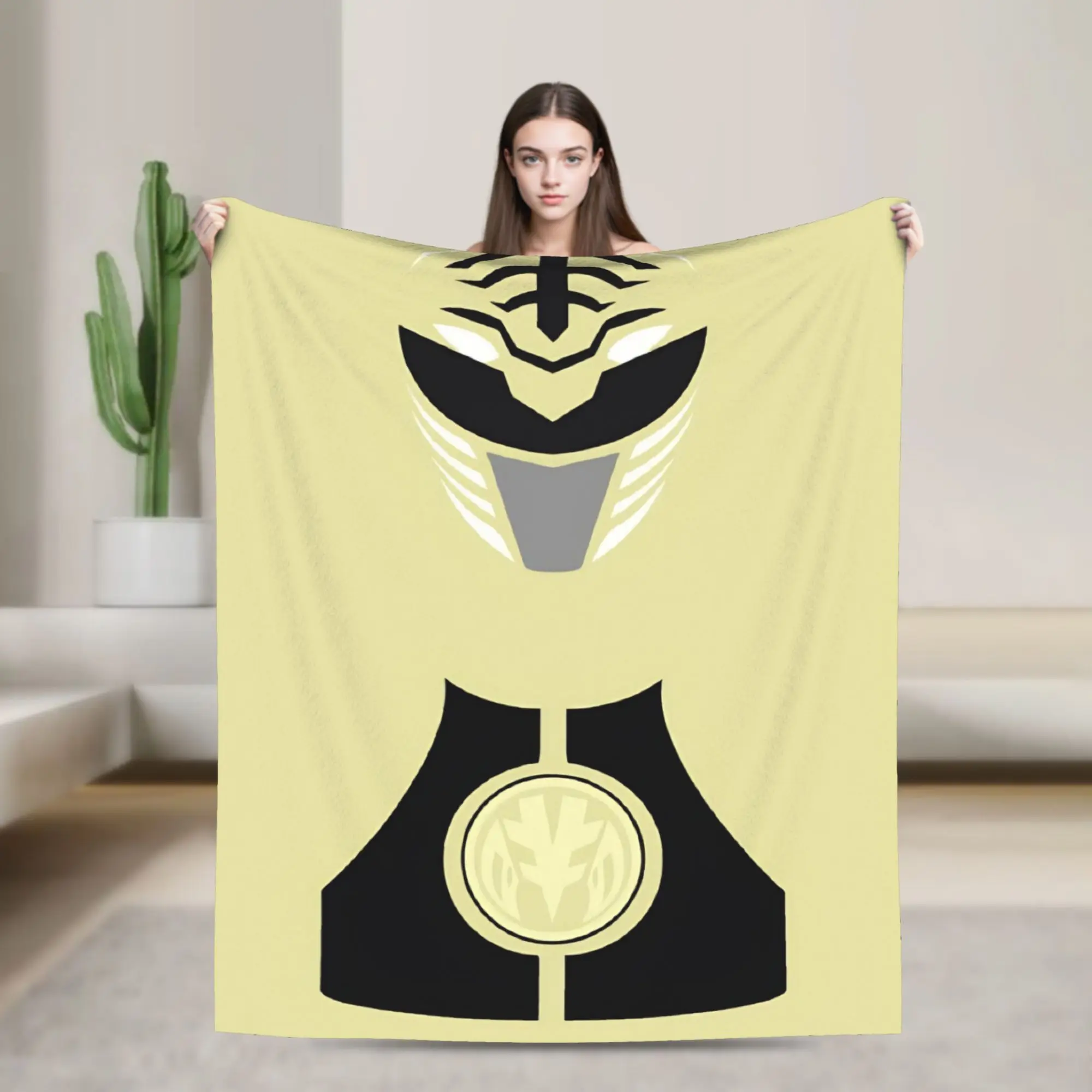 White Ranger Minimalist Blanket Power R-Ranger Flannel Novelty Warm Throw Blanket for Home Spring/Autumn