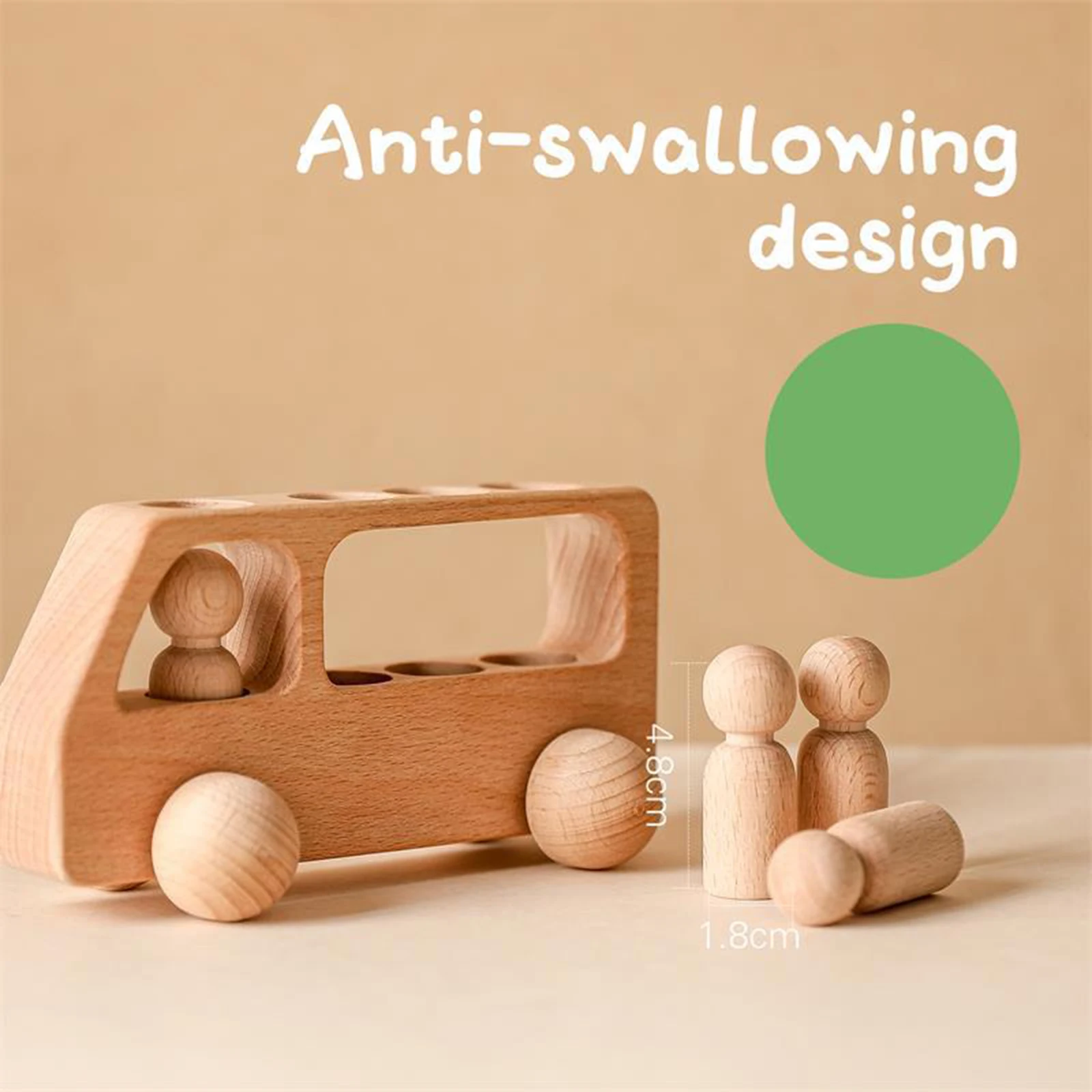 Set da gioco per auto in legno blocchi per auto giocattolo per l'apprendimento educativo con figure di 4 persone bambole Peg per bambini in età prescolare