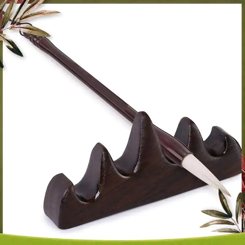 New-2X Calligraphy Brush Holder Chinese Brush Holder Brush Rest Wood Five-Finger Mountain Shape For Beginners Practice