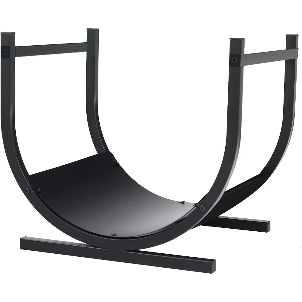 

Small Indoor/Outdoor Firewood Log Rack Log Hoop Bin Log Carrier for Firewood with Scrolls Fireplace Accessories,Decorative