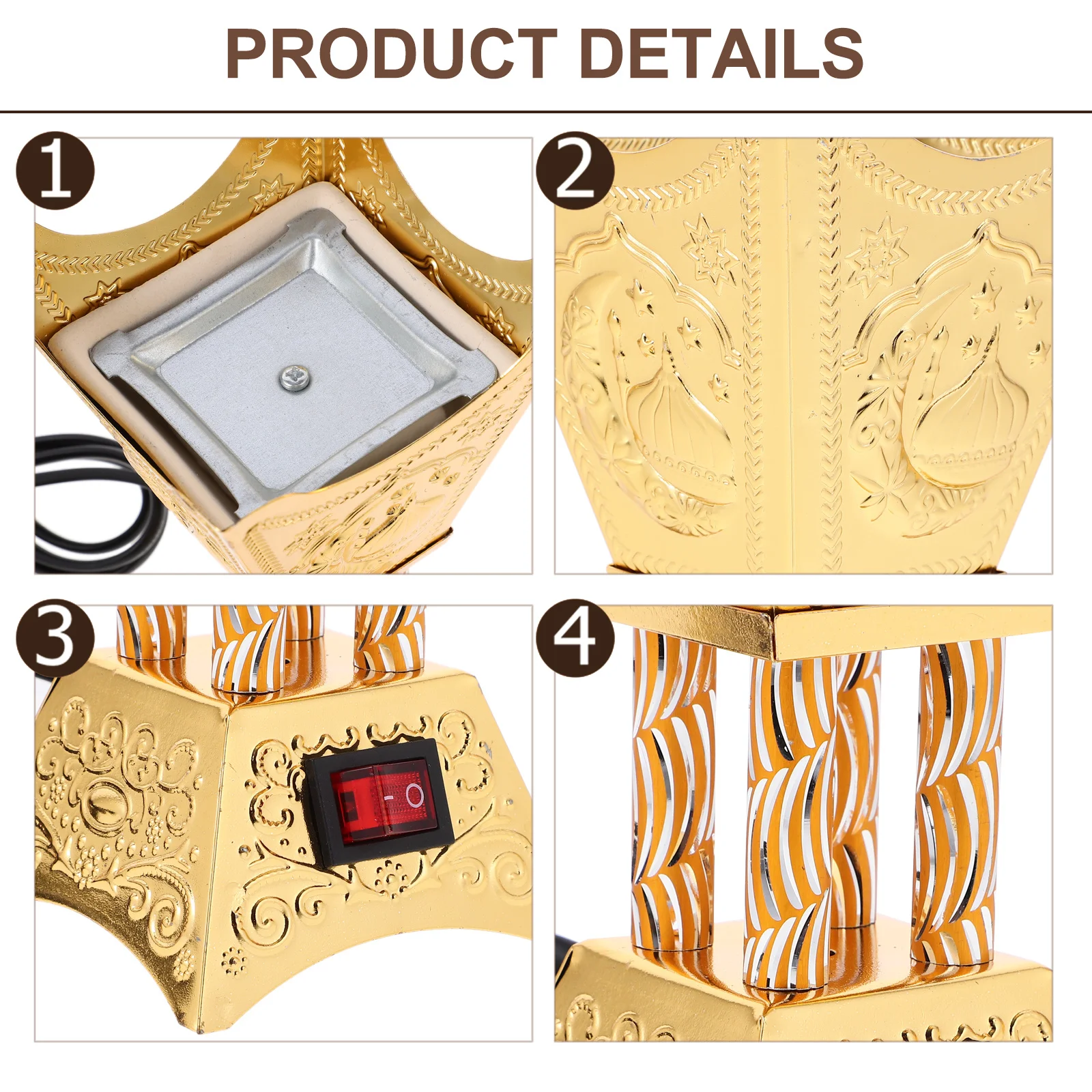 

Electric Arabian Incense Burner Desktop Plug in Censer Burner Metal Aroma Incense Holder Middle Eastern Style Home Decor