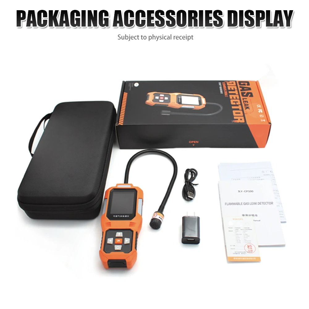 Analisador de gás AIKESI JLY-CP100 com detector de gás combustível portátil automotivo inteligente localização de vazamento de gás alarme de som e luz