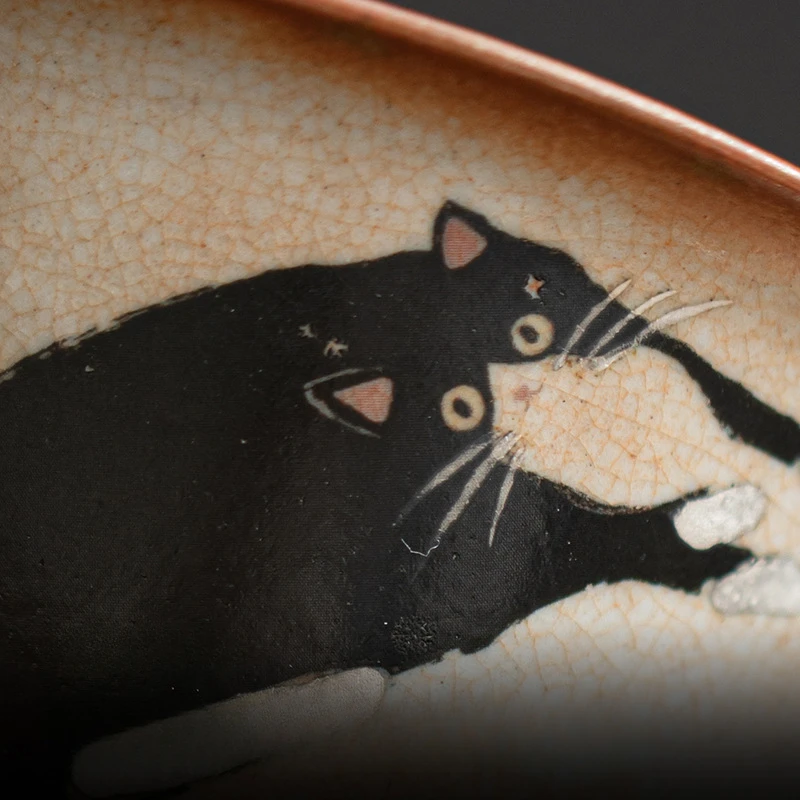 130 مللي خمر لطيف Zhi Ye القط الخزف Gaiwan مجموعة للشاي تورين Teaware كوب الصينية رسمت باليد الأطباق تشاوان حفل الشاي مجموعة