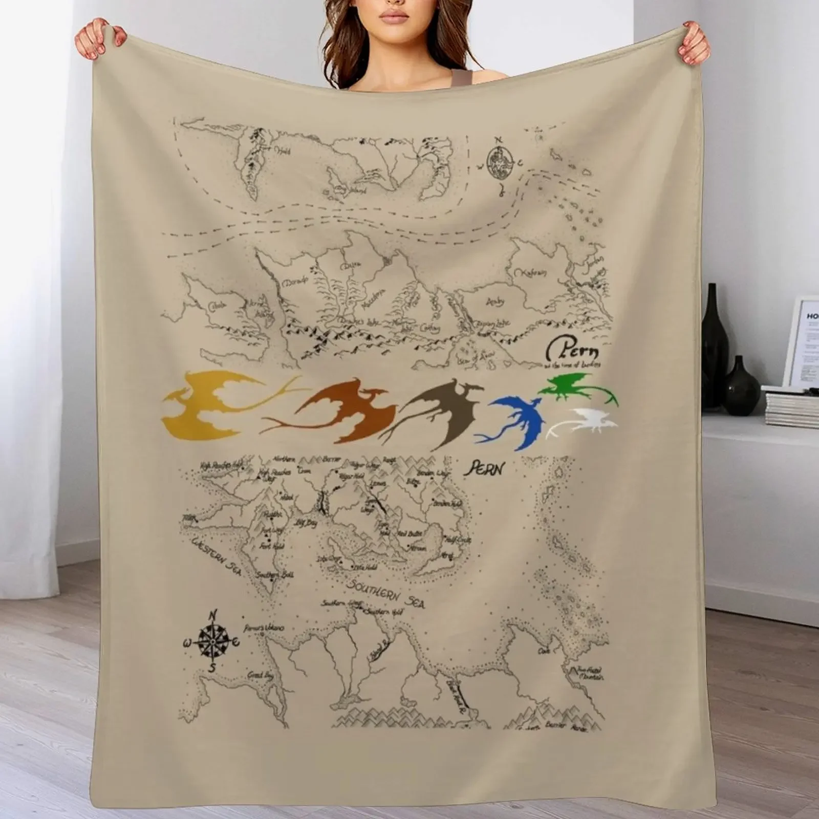 

Dragonriders of Pern Maps (Beige Background) Throw Blanket For Baby Winter beds Summer Beddings Cute Blankets