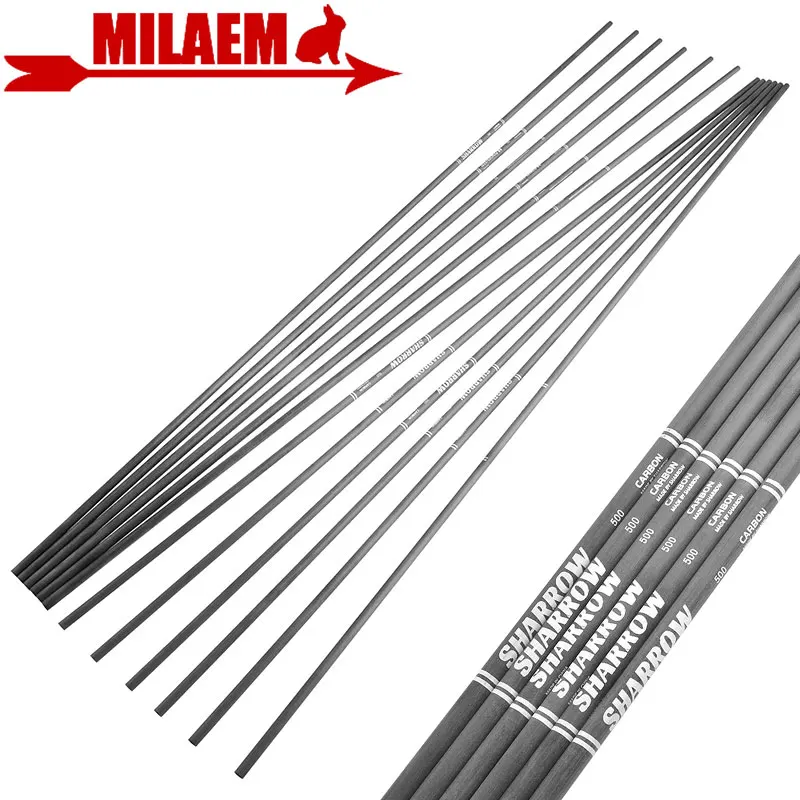 

6/12pcs 31 Inch Pure Carbon Arrow Shaft ID4.2mm Rod SP 500 600 700 800 900 1000 1200 Recurve Bow Archery Compound Bow Hunting