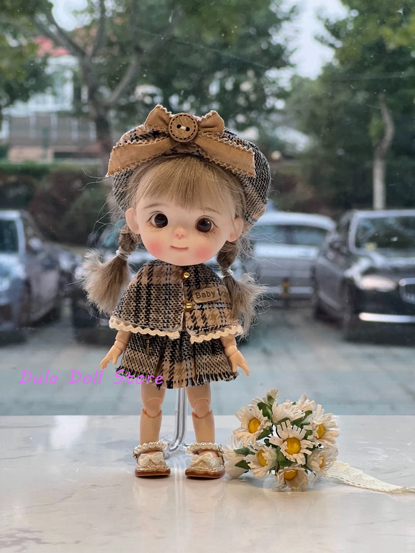

Dula Doll Clothes Dress Mix-and-match colored brushed dress cape beret set for Ob11 gsc Doll Accessories