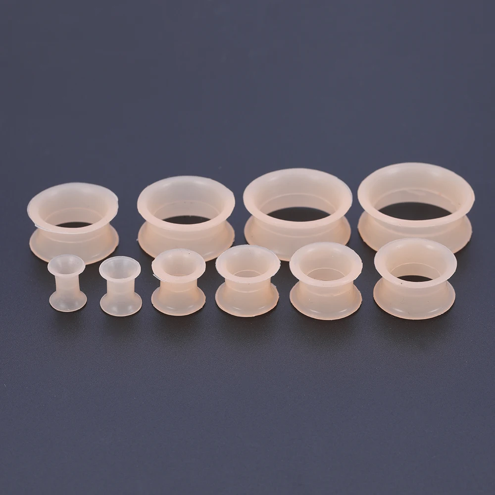 AOEDEJ 1 Paar flexible dünne Ohrstöpsel aus Silikon, Tunnel, 12 Farben, doppelt ausgestellter Expander, Piercing-Schmuck, Silikon-Ohrring-Expander – Detail 7