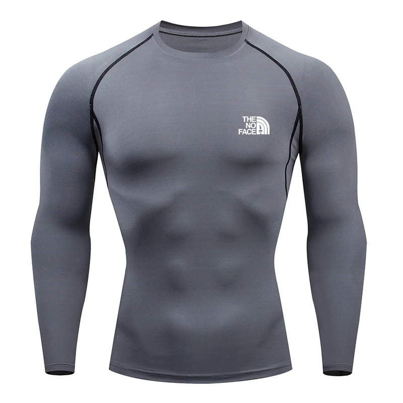 Men's long-sleeved compression T-shirt, quick-drying, slim-fit design, perfect for training, strength workouts, running, and fit