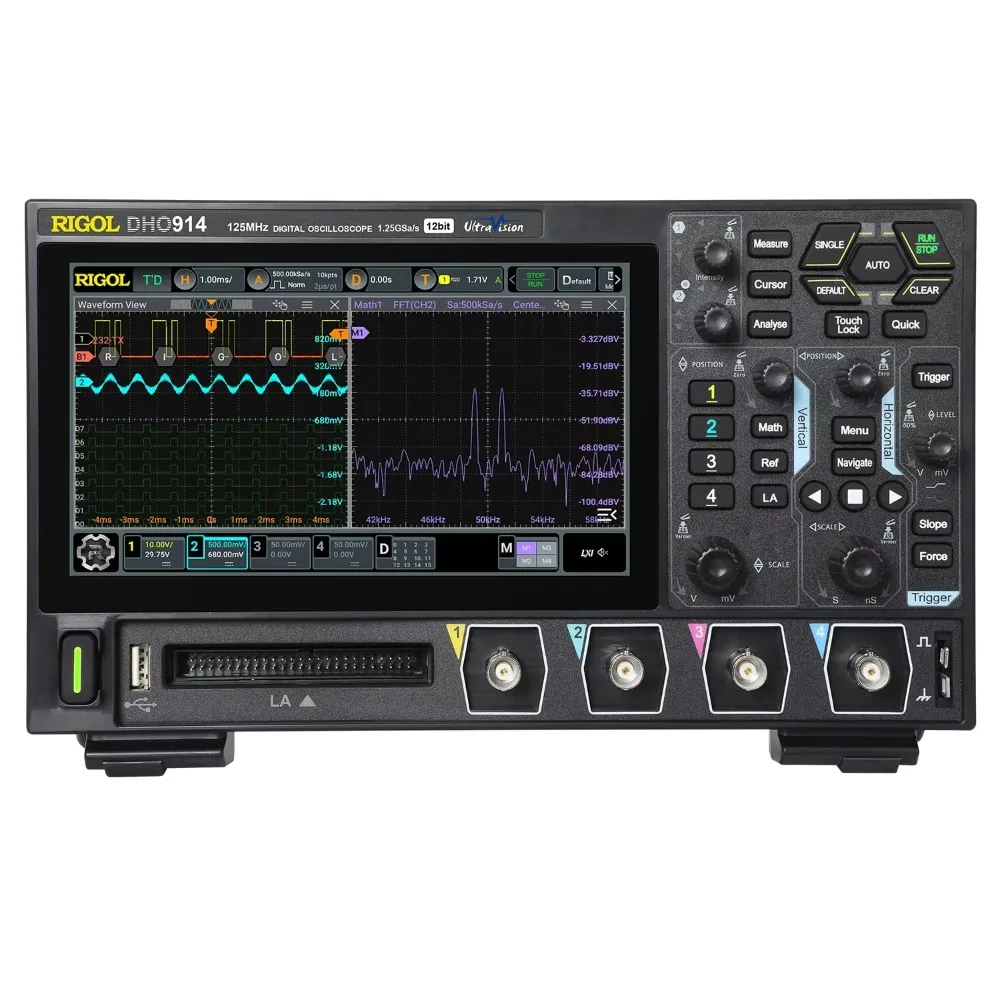 NEW DHO914 Digital Oscilloscope 4 analog channels 125 MHz 16 digital channels 1.25 GSa/s 50 Mpts 7\'\' touch display