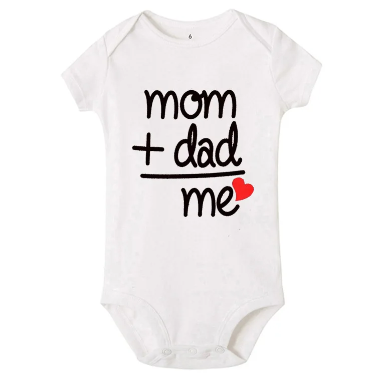 Popular Mom+Dad=Me Baby Romper T-shirt Crawling Clothes Triangle Onesies,new Born Baby Clothes SUMMER Romper 100% Cotton