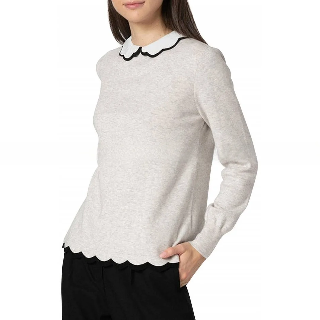

Ladies Long Sve Knitted Sweater Pure Color Wool Base Layer irt for Autumn Winter Commuting Faionable Top